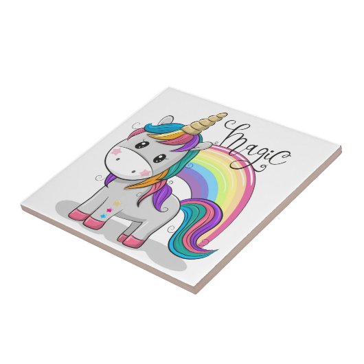 Süßes Einhorn Unicorn mit großen Augen タイル (側面)