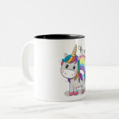 Süßes Einhorn Unicorn mit großen Augen ツートーンマグカップ (正面左)