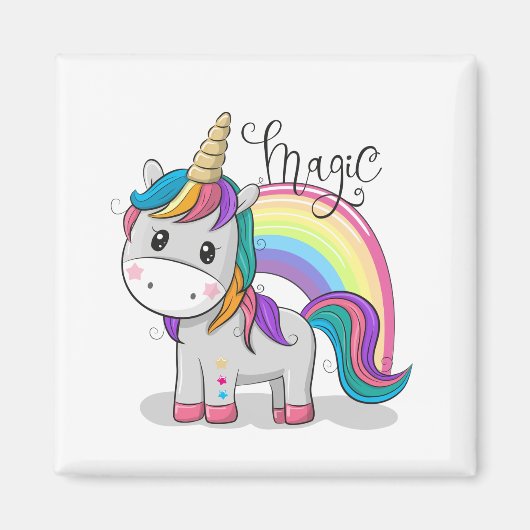 Süßes Einhorn Unicorn mit großen Augen マグネット (正面)