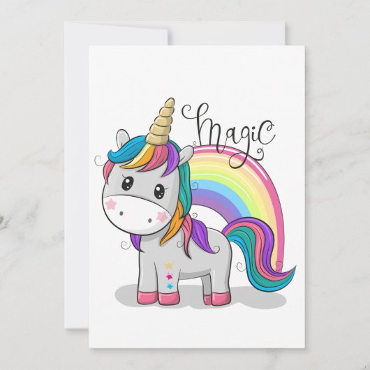 Süßes Einhorn Unicorn mit großen Augen 招待状 (正面)