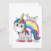 Süßes Einhorn Unicorn mit großen Augen 招待状 (正面/裏面)