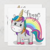 Süßes Einhorn Unicorn mit großen Augen 招待状 (正面/裏面)