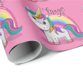 Süßes Einhorn Unicorn mit großen Augen rosa ラッピングペーパー (ロールコーナー)
