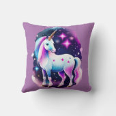 süßes Einhorn vor einem funkelnden Sternenhimmel クッション (裏面)
