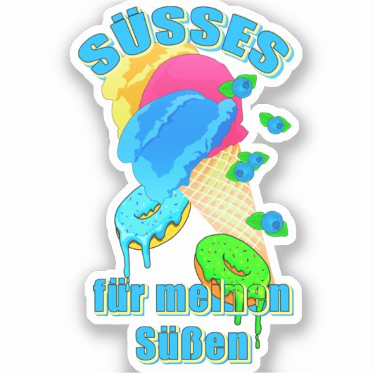 SÜSSES für meinen Süßen Eis Donut Blaubeeren シール (正面)