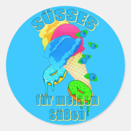 SÜSSES für meinen Süßen Eis Donut Blaubeeren ラウンドシール