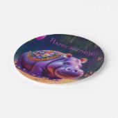Süßes Nilpferd zum Geburtstag ペーパープレート (アングル)
