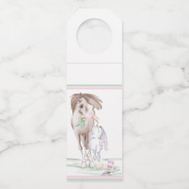 süsses Osterbild mit Pferd und Hase, Partyzubehör ボトルネックタグ