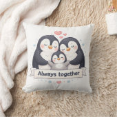 Süßes Pinguinfamilie Dekokissen - Always Together クッション (ブランケット)