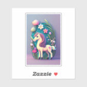 Süßes Pony mit Blumenhintergrund -  シール (シート)