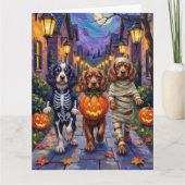Sussex Spaniel Dogs in Halloween Costumes カード (正面)