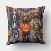 Sussex Spaniel Dogs in Halloween Costumes クッション (裏面)