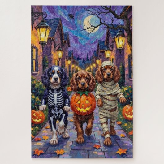 Sussex Spaniel Dogs in Halloween Costumes ジグソーパズル (縦)