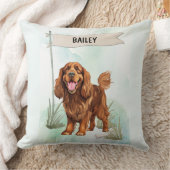 Sussex Spaniel Watercolor Personalized Dog クッション (ブランケット)