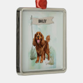 Sussex Spaniel Watercolor Personalized Dog メタルオーナメント (右)