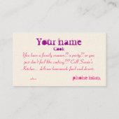 Sussieの台所 名刺 (裏面)