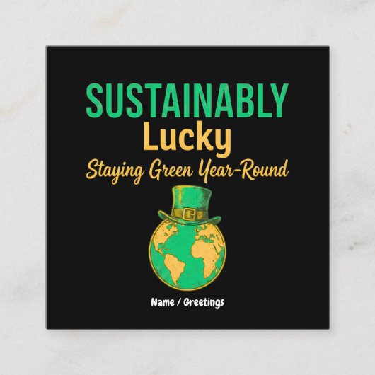 Sustainably Lucky Earth Eco-Friendly Green Living  スクエア名刺 (正面)