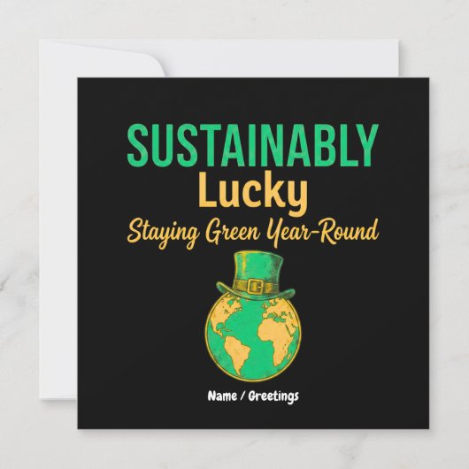 Sustainably Lucky Earth Eco-Friendly Green Living  招待状 (正面)