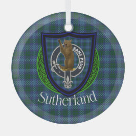 Sutherland Scottish Clan Tartan & Crest ガラスオーナメント