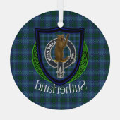 Sutherland Scottish Clan Tartan & Crest ガラスオーナメント (裏面)