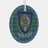 Sutherland Scottish Clan Tartan & Crest ガラスオーナメント (正面右)
