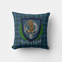 Sutherland Scottish Clan Tartan & Crest クッション