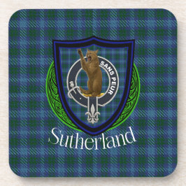 Sutherland Scottish Clan Tartan & Crest コースター