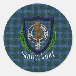 Sutherland Scottish Clan Tartan & Crest ラウンドシール