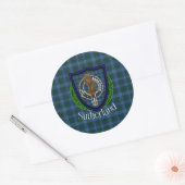 Sutherland Scottish Clan Tartan & Crest ラウンドシール (封筒)