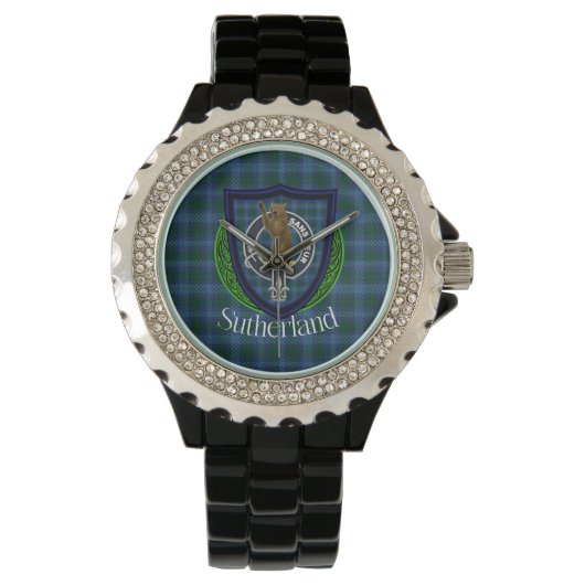 Sutherland Scottish Clan Tartan & Crest 腕時計 (正面)