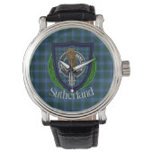 Sutherland Scottish Clan Tartan & Crest 腕時計 (正面)