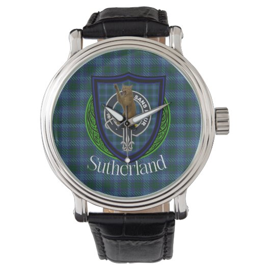Sutherland Scottish Clan Tartan & Crest 腕時計 (正面)
