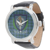 Sutherland Scottish Clan Tartan & Crest 腕時計 (アングル)
