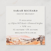 Sutle Blush Orange Watercolor Mountain Thank you スクエア名刺 (裏面)