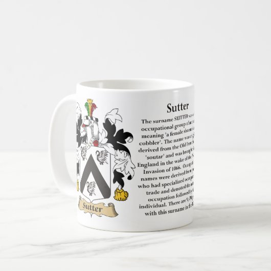 Sutter、起源、意味および頂上 コーヒーマグカップ (正面左)