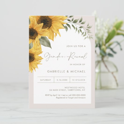 SUTTON Sunflower Gender Reveal 招待状 (スタンド正面)