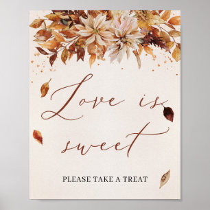 Sutumn花Boho Marigold Love is Sweet Sign ポスター