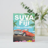 Suva，フィジーヴィンテージバケーションポスター ポストカード (スタンド正面)
