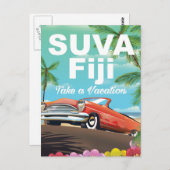 Suva，フィジーヴィンテージバケーションポスター ポストカード (正面/裏面)