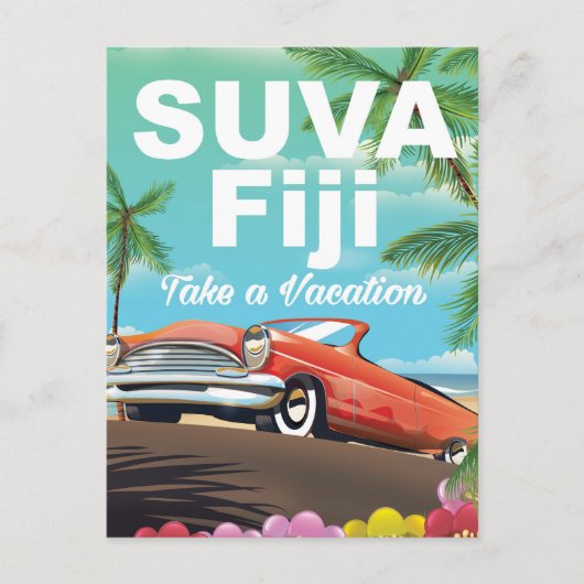 Suva，フィジーヴィンテージバケーションポスター ポストカード (正面)