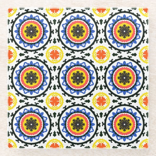 Suzaniパターン ガラスコースター (正面)