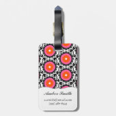 Suzaniピンクのパターン ラゲッジタグ (裏面縦)