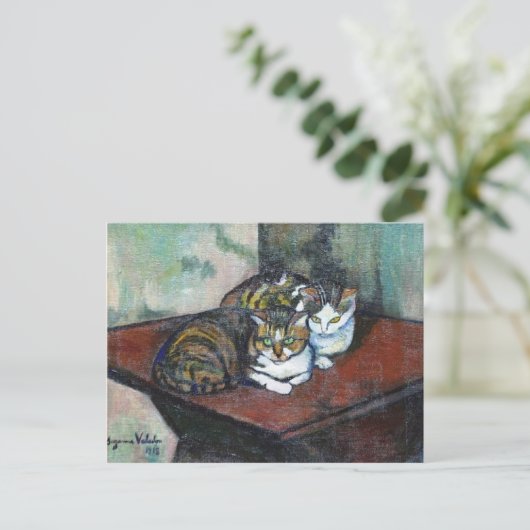 Suzanne Valadonの2匹の猫 ポストカード (スタンド正面)