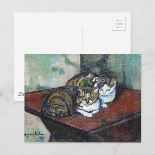 Suzanne Valadonの2匹の猫 ポストカード (正面/裏面)