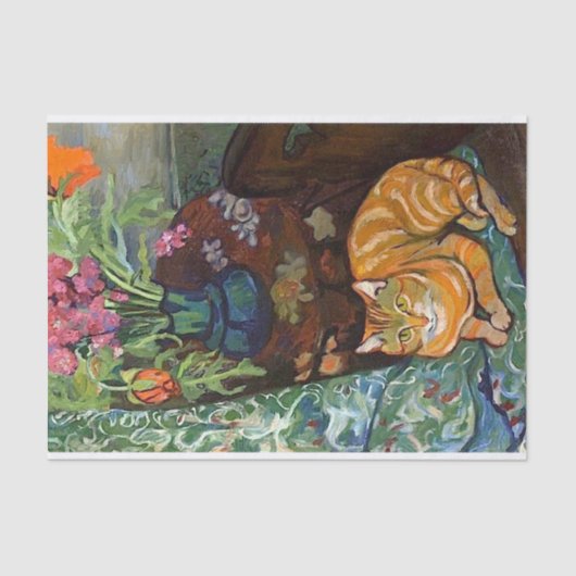 Suzanne Valadonネコとブーケ 薄葉紙 (正面)