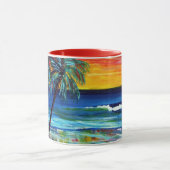 Suzannesの芸術の日没のビーチのマグ マグカップ (中央)