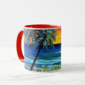 Suzannesの芸術の日没のビーチのマグ マグカップ (正面左)