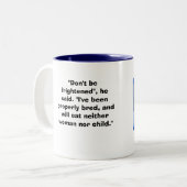 Suziのドイツ語による"Chivalrous鮫" ツートーンマグカップ (正面左)