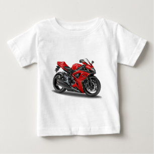 suzuki GSX-R600の赤のバイク ベビーTシャツ