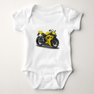 Suzuki GSX-R600の黄色いバイク ベビーボディスーツ